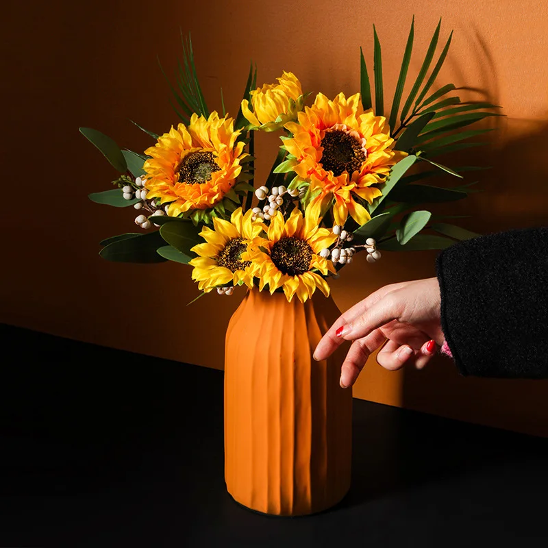 Sunflower simulation bouquet decoration, fake flower, sunflower, living room flower arrangement decoration, dried flower decorat