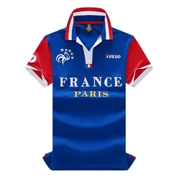 TS Men's Classic Polo Shirt Summer Shirt Men's Short-sleeved Embroidery Blue Loose Letters Sports French Football Fans Europe