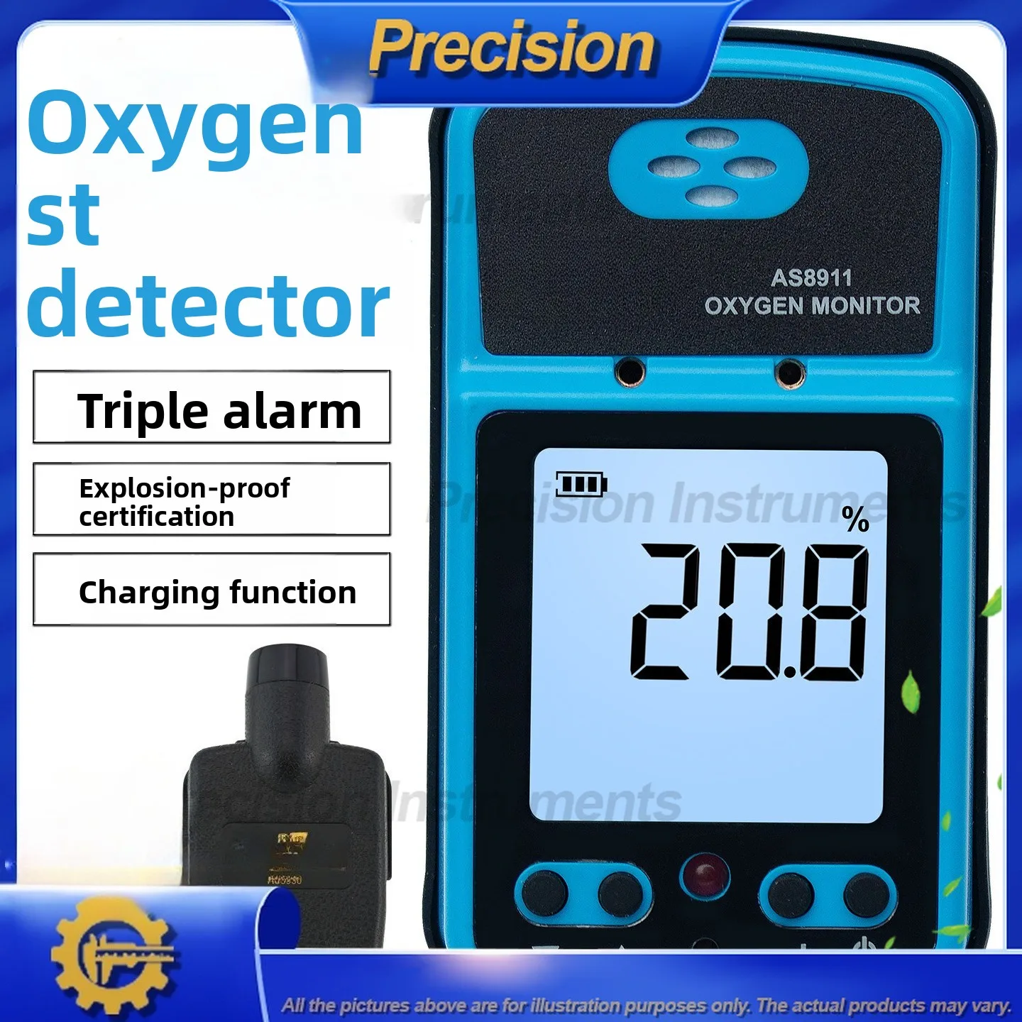 2026 Portable Oxygen Concentration Detector O2 Content Analyzer for Air Quality Monitoring and Safety Testing