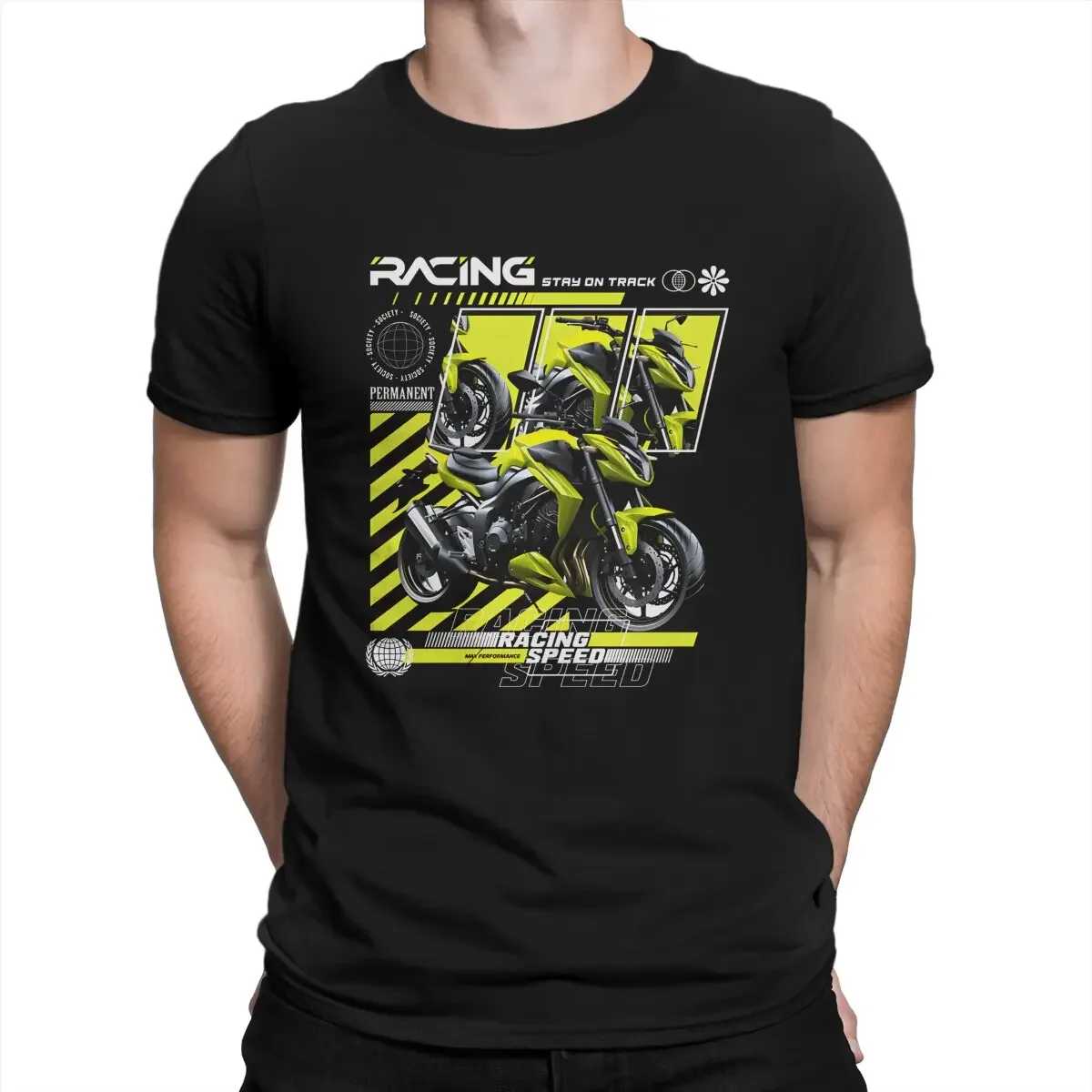 Amazing Racing Model Green T-Shirt Men Round Collar 100% Cotton T Shirt Y-Yamaha Short Sleeve Tee Shirt Adult Clothing