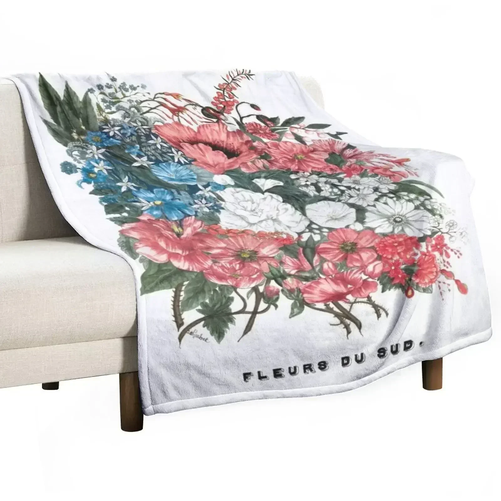 

Flowers of the South Throw Blanket Cozy Throw Blanket Birthday Gift for Him Her
