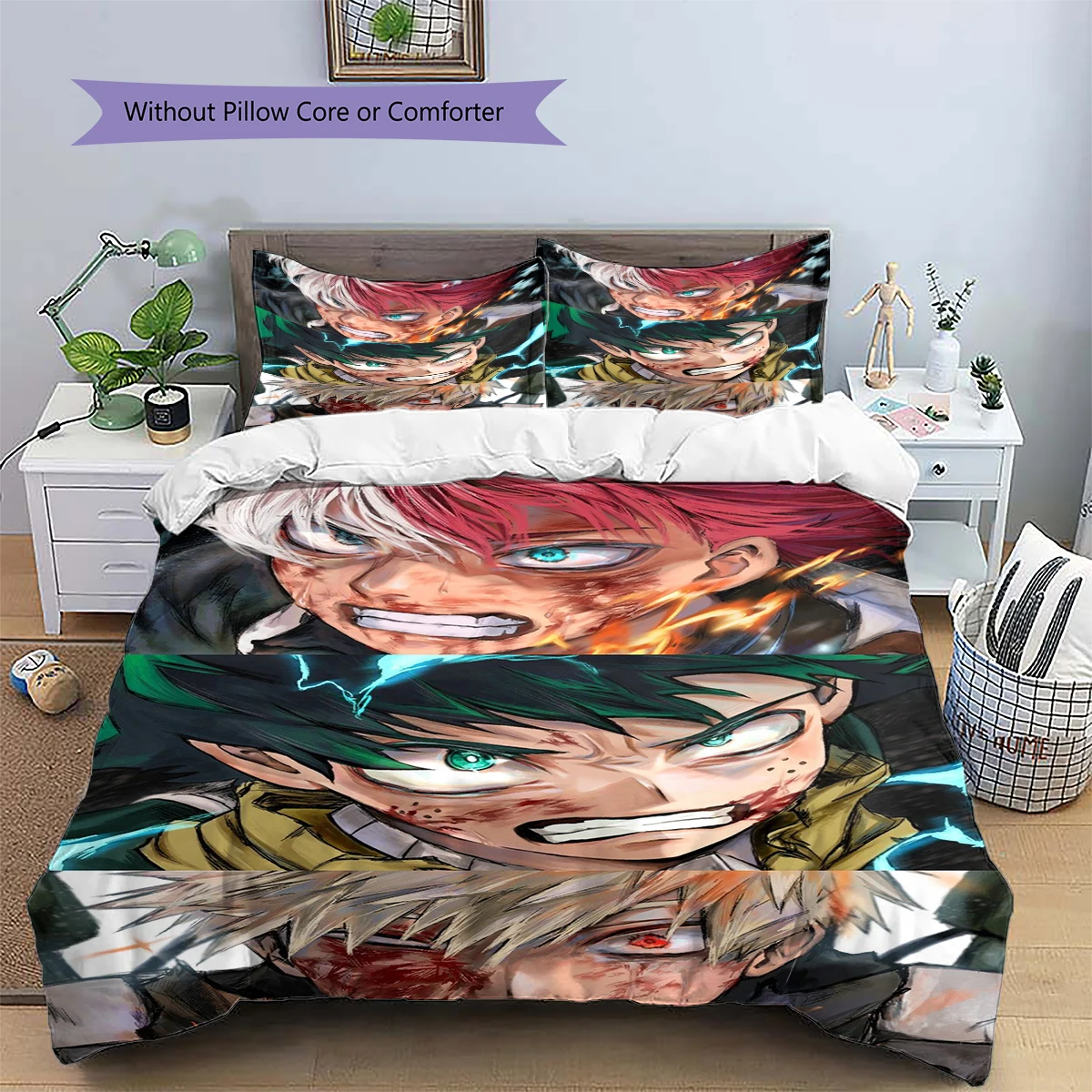 My Hero Academia Bedroom Ornament Nice Fan Gift Anime Patterned Duvet Cover Set Daily Use Bedding Graphic Print Set Case -xia114