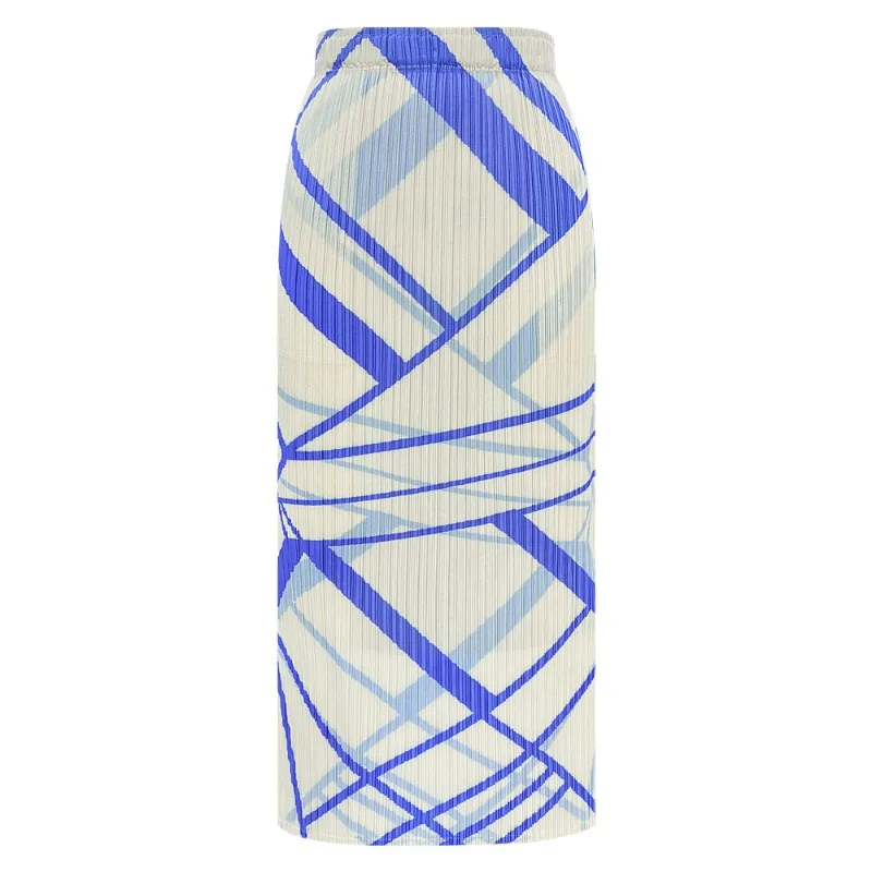 Miyake Geometric Line Knitted Skirt Women 2026 Autumn New High Waist Draped Texture Pleats Length Skirt Elegant Straight Skirt