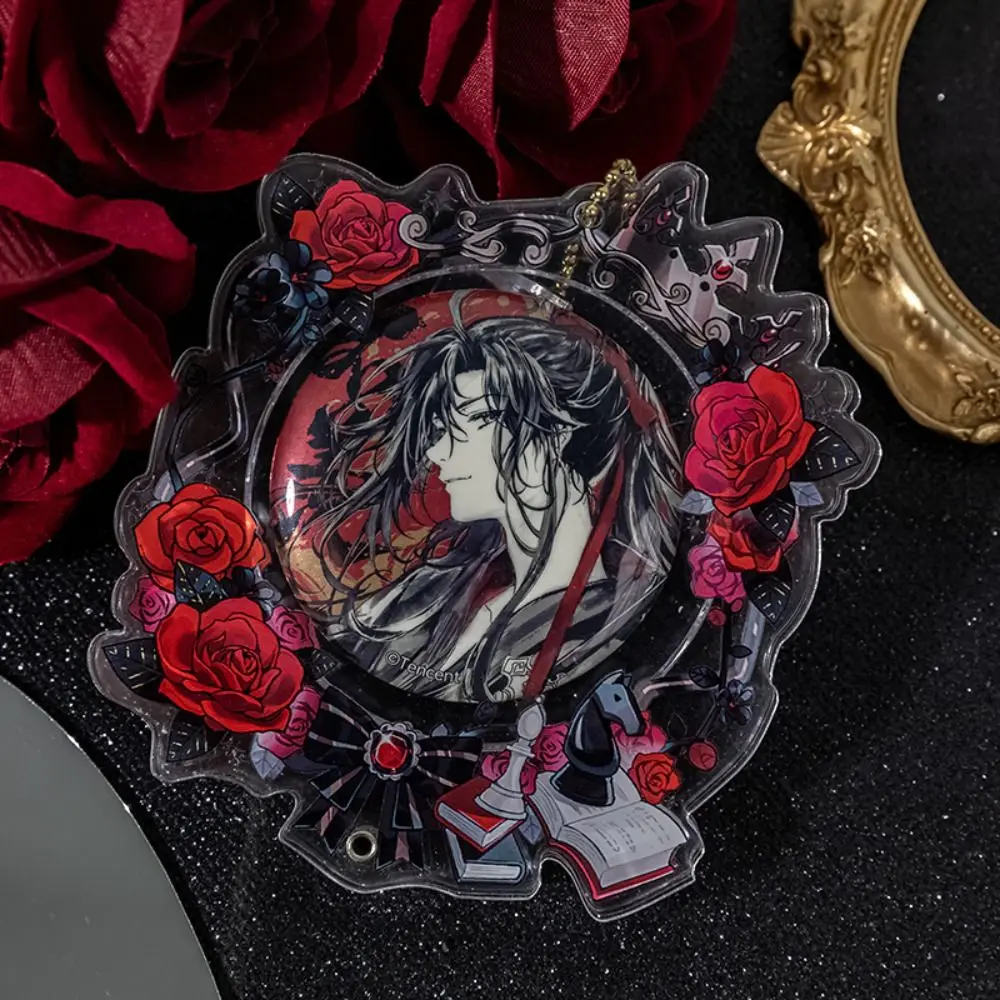 Badge Protector Anime Badge Holder Clear Creative Acrylic Badge Flower Transparent with Chain Pins Display Base Backpack Decor