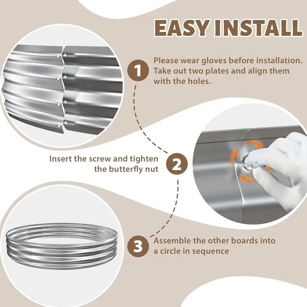 Large 6ft Diameter Galvanized Steel Fire Pit - Heavy Duty Silver Campfire Ring for Backyard & Camping