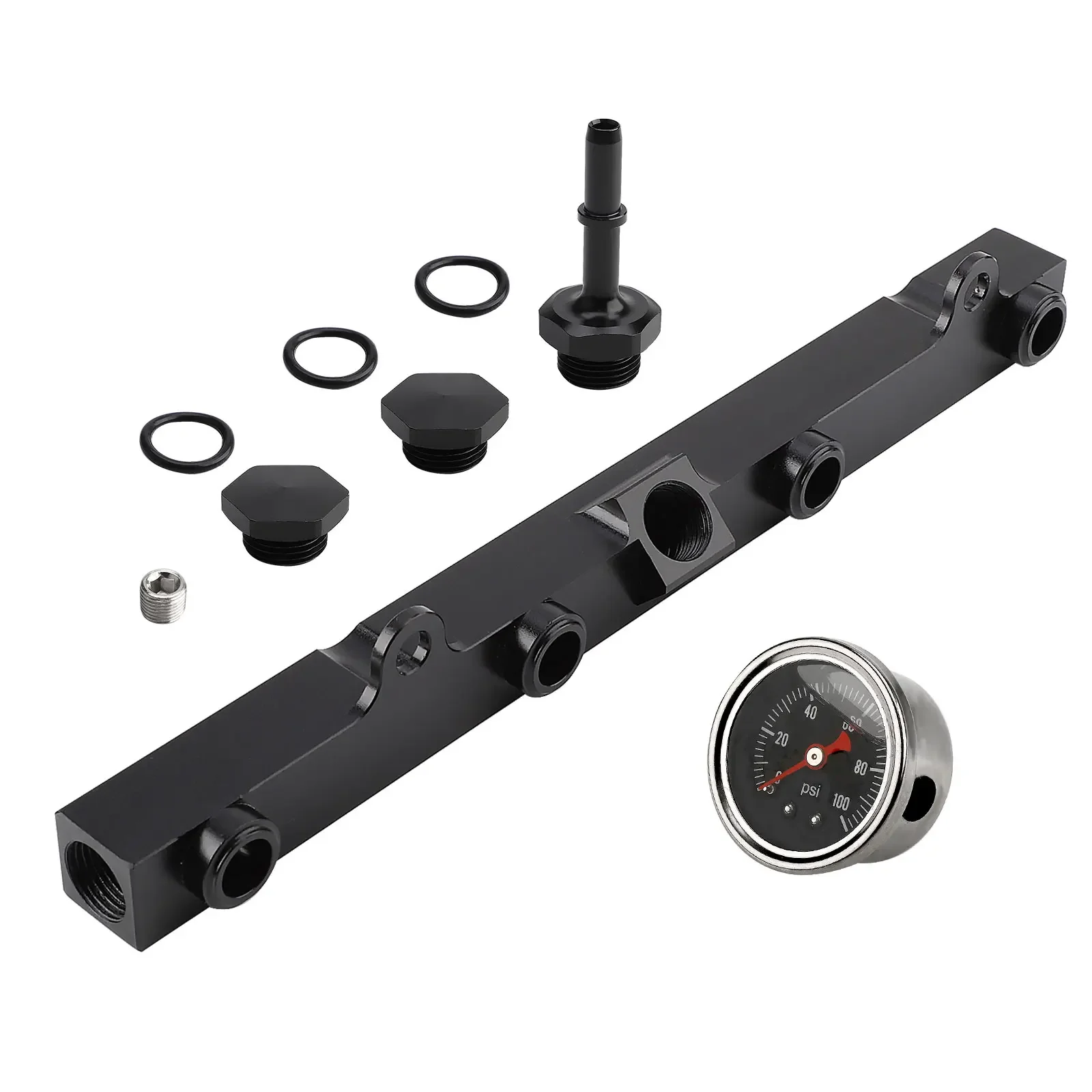 FOR HONDA K20 K20a K24 K24a RSX CIVIC SI INTEGRA EP3 with Gauge Black Aluminum Fuel Pressure Regulator Gauge Fuel Rail Kit Fit - view 3