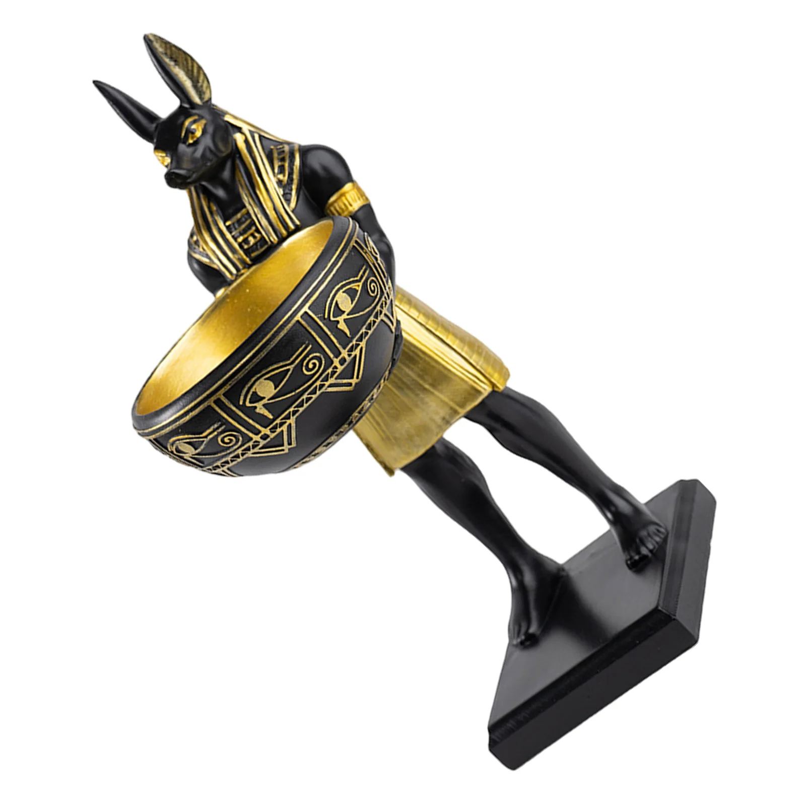 

Egyptian Anubis Resin Statue Tray Decorative Entryway Catchall Bowl Desk Organizer Jewelry Coin Holder Candy Dish