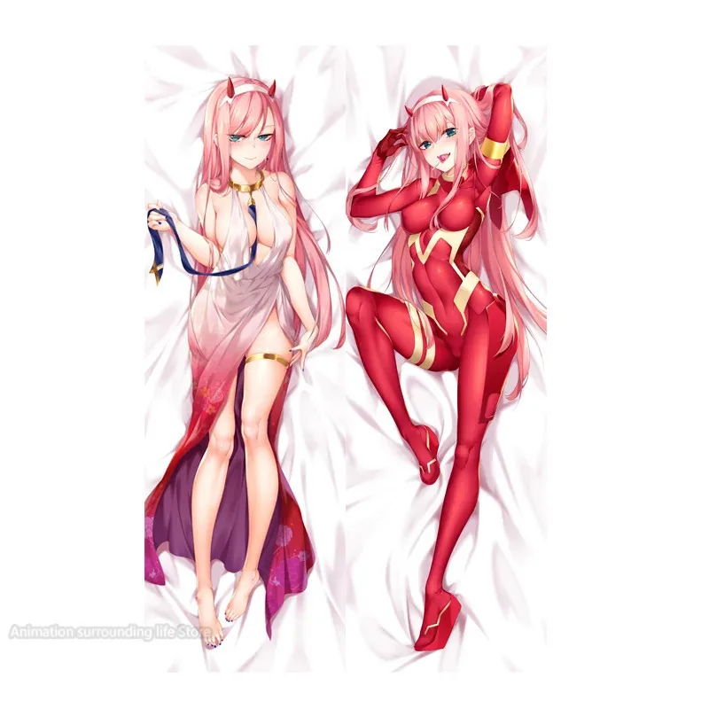 Dakimakura غطاء وسادة تعانق الجسم ، حبيبي في Franxx ، لطيف صفر اثنين ، نمط مخصص غطاء وسادة اختياري