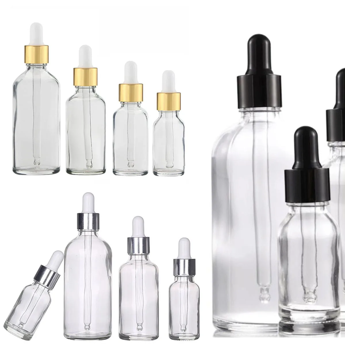 5/10/15/30/50/0ml Clear Glass Dropper Bottle Jars Vials With Pipette For Cosmetic Perfume Essential Oil Liquid Empty Eye Drop