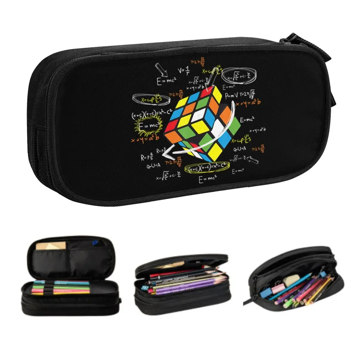 

Cute Cool Math Rubix Rubik Player Pencil Case for Boys Gilrs Large Storage Rubics Math Lovers Pencil Bag School Supplies