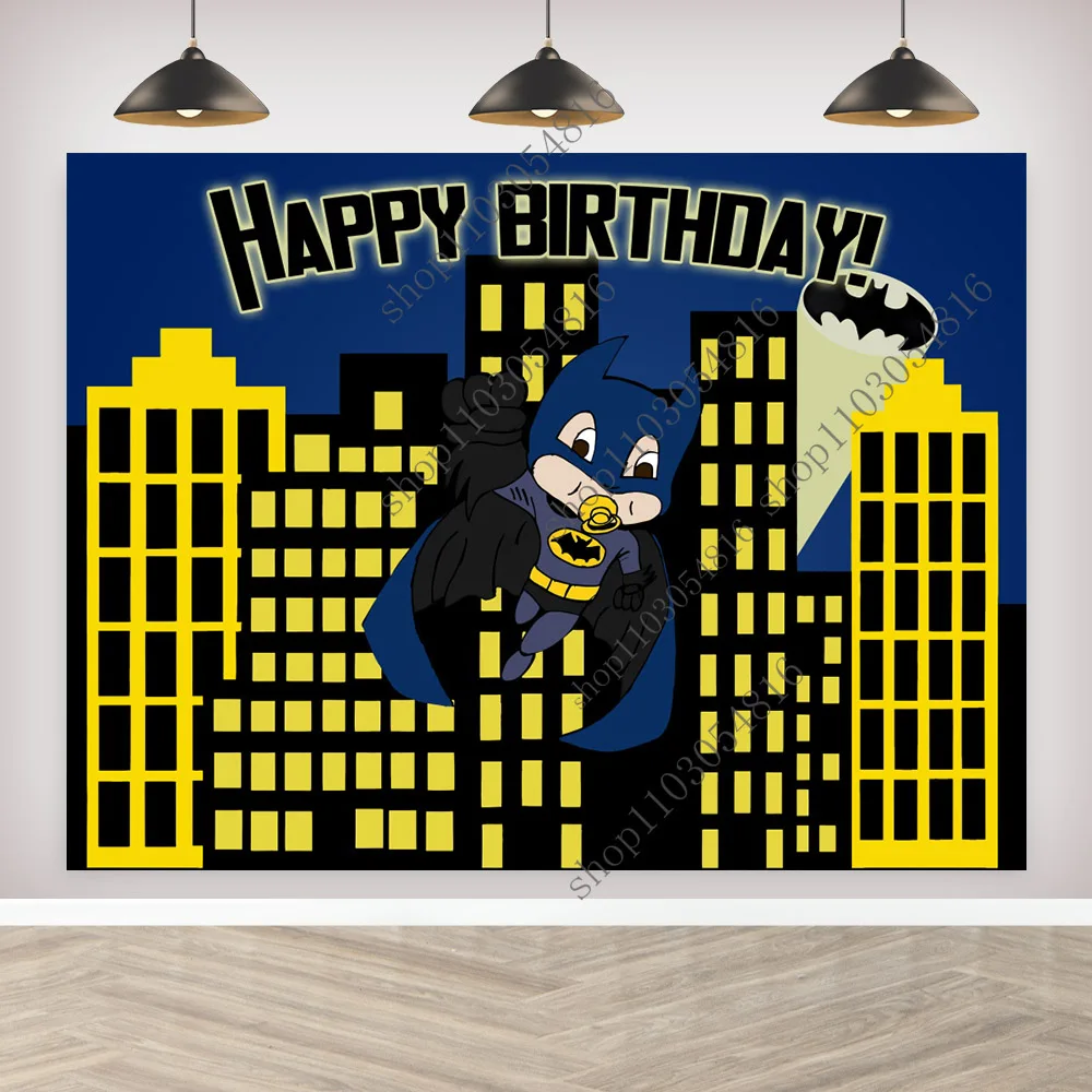DC The Batman Photography Backdrop Birthday Decoration Banner For Kids Custom Background Photo Studio Vinyl Polyester