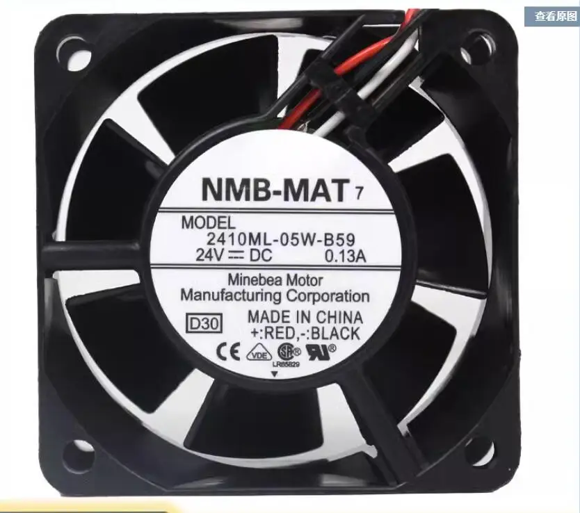 NMB 2410ML-05W-B59 D30 DC 24V 0.13A 60x60x25mm 3-Wire Server Cooling Fan