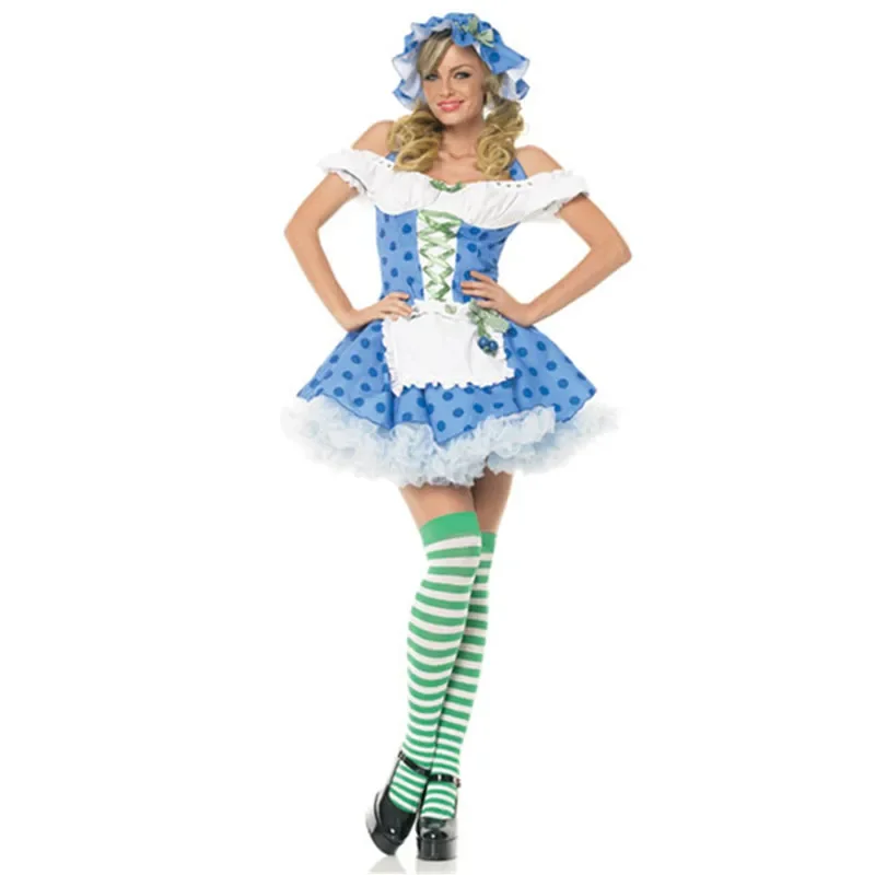 Sweet Cute Lolita Dress Women Bavarian Oktoberfest Costume German Beer Girl Maid Dirndl Fancy Dress Adult Halloween Party Outfit