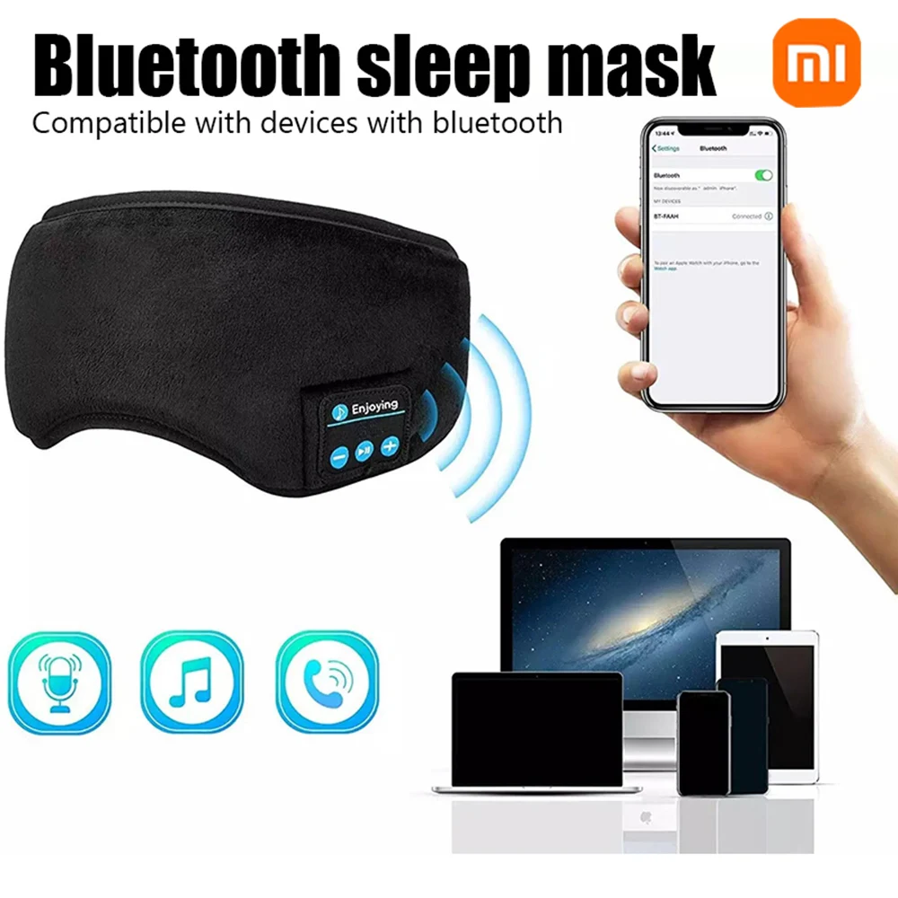 Xiaomi Wireless Bluetooth Headphones Music Sleep Aid Eye Mask Blackout USB Rechargeable Wireless Earphones Sleeping Meditation