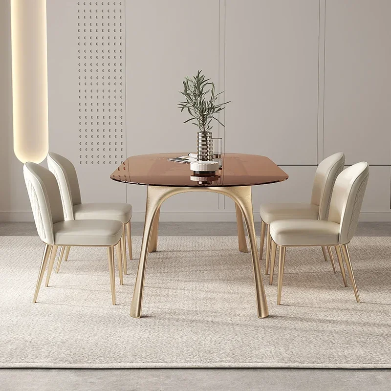 Toughened glass dining table light luxury designer's new creative dining table transparent dining table