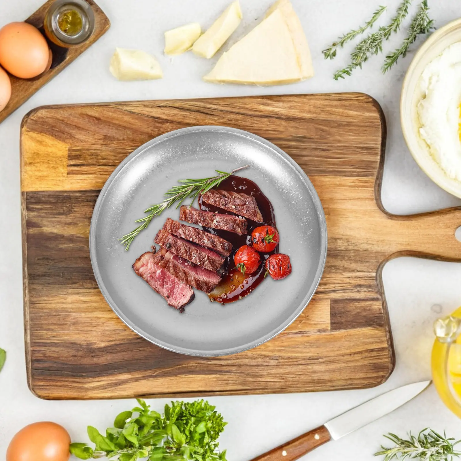 

Набор из 4 круглых подносов из нержавеющей стали в корейском винтажном стиле, 5,5 дюймов, для закусок, печенья, орехов, шоколада, для кафе