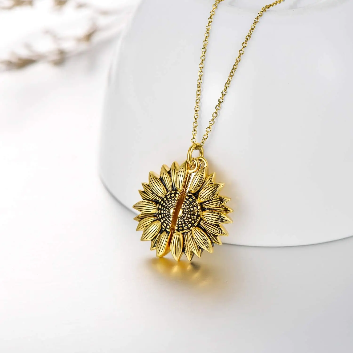 Wholesale 50PCS Lot Sunflower Locket Necklace You Are My Sunshine Engraved Pendant Necklaces Anniversary Jewelry for Her