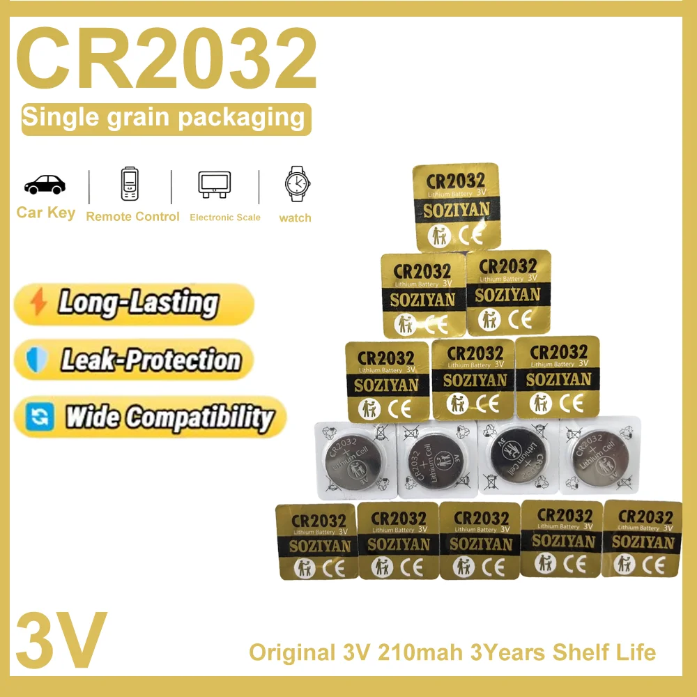 

Original CR2032 3V Lithium Coin Cell 10-100PCS, DL2032/BR2032 Compatible & Leak-Proof for Car Key Fob, Watch, Toy, Calculator