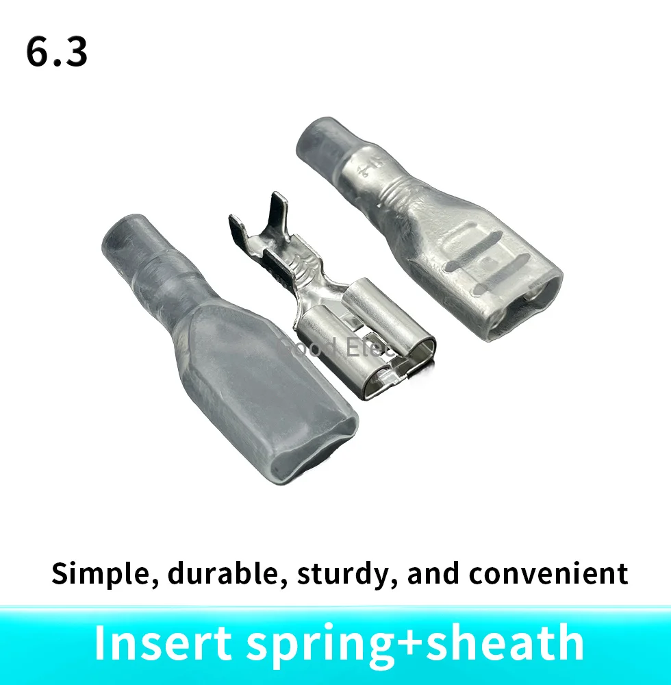 6.3 mm with transparent sheath inserted spring 6.3mm Female connector terminal Faston with insulator for wire