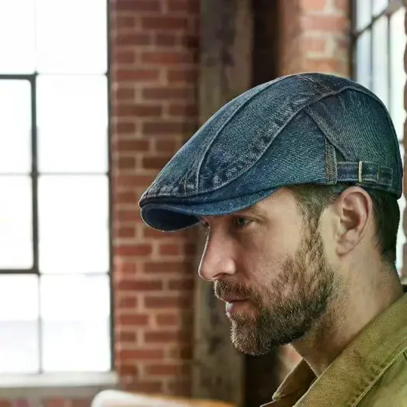 2026 Four Seasons Denim Solid Newsboy Caps Men Washed Flat Peaked Cap Women Painter Beret Hats 16