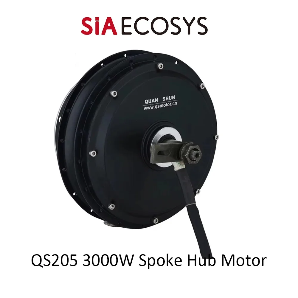 QSMOTOR QS205 V2 3000W 72V 65KPH BLDC Hub Motor for Electric Scooter with Spoke Drop-outs 200mm - SIAECOSYS