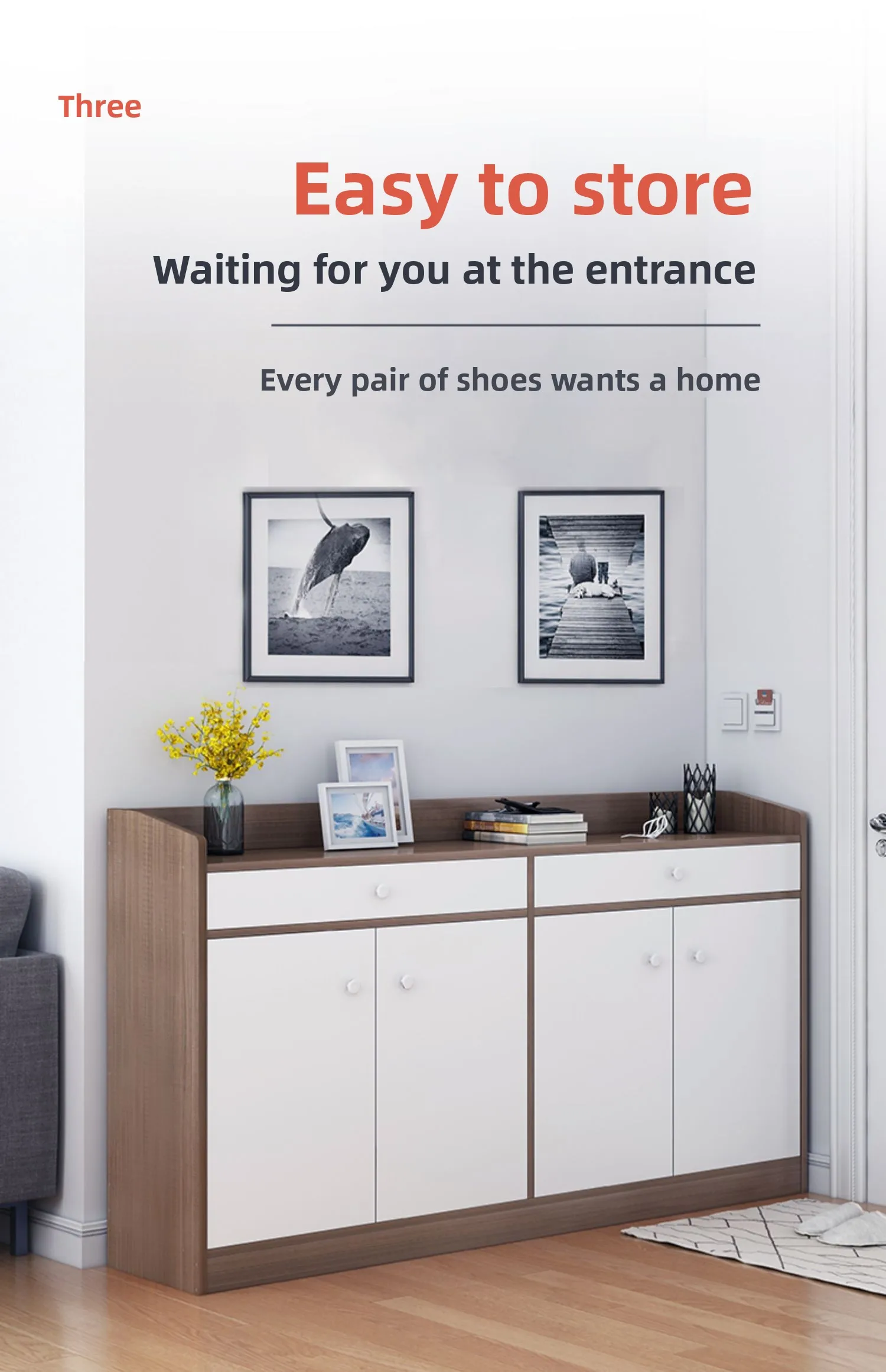 Best-selling High-quality Entrance Door Shoe Cabinet, A Simple and Modern Shoe Rack.