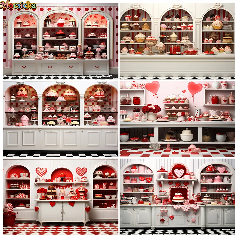 Valentine's Day Kitchen Backdrop Photography Love Cake Romantic Confession Photo Background Adult Art Portrait Studio Photo Prop