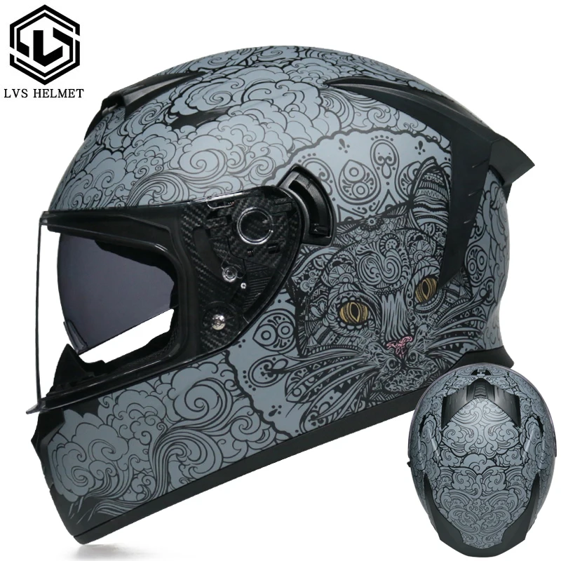 LVS-702 Motorcycle helmet men's and women's dual lens couple street bike full helmet  personality prone racing helmet