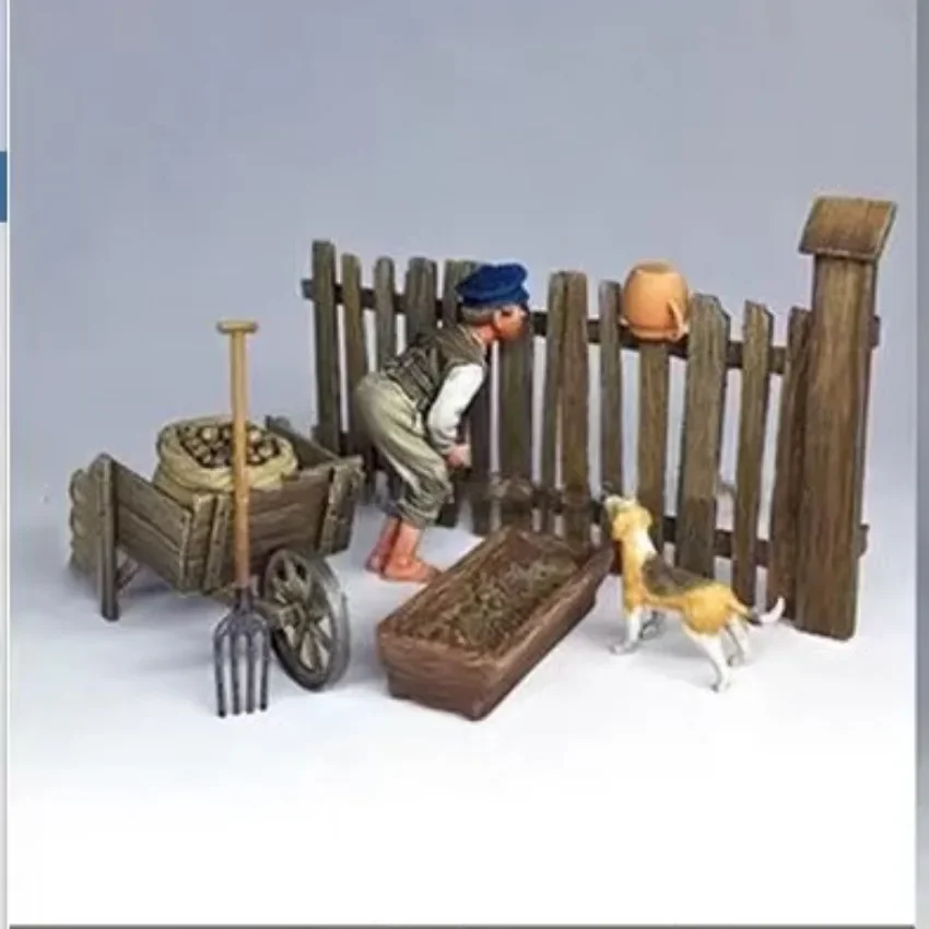 Figura de resina a escala 1/35, Kit de modelo ensamblado, historia europea, miniatura, país, niño y accesorios, sin montar, sin pintar, 1211