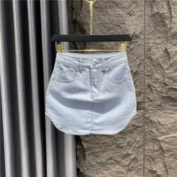 Mini jupe en jean pour filles, jupe courte vintage pour femmes, vêtements de mode coréens, été épicé, Y2K, 2024