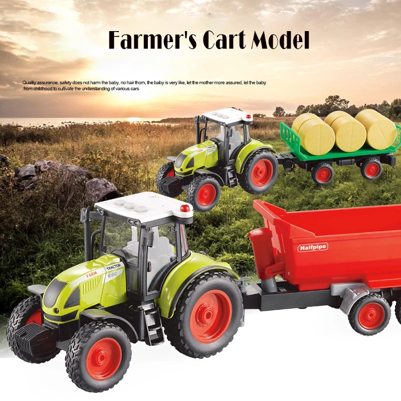 

Toys Farm Tractor Transport Truck Car Model Diecast Scale Engineering Vehicles Trailer Gifts Collection Simulation Toys For Boys