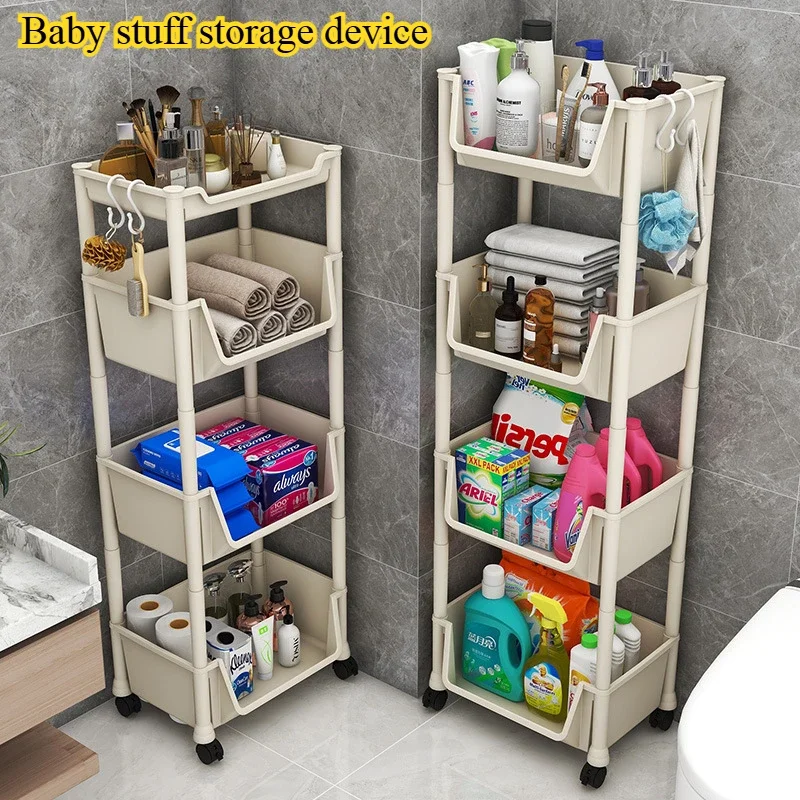 

Household trolley bookshelf Kitchen storage shelf Kitchen corner slit cabinet Bathroom living room toy storage shelf