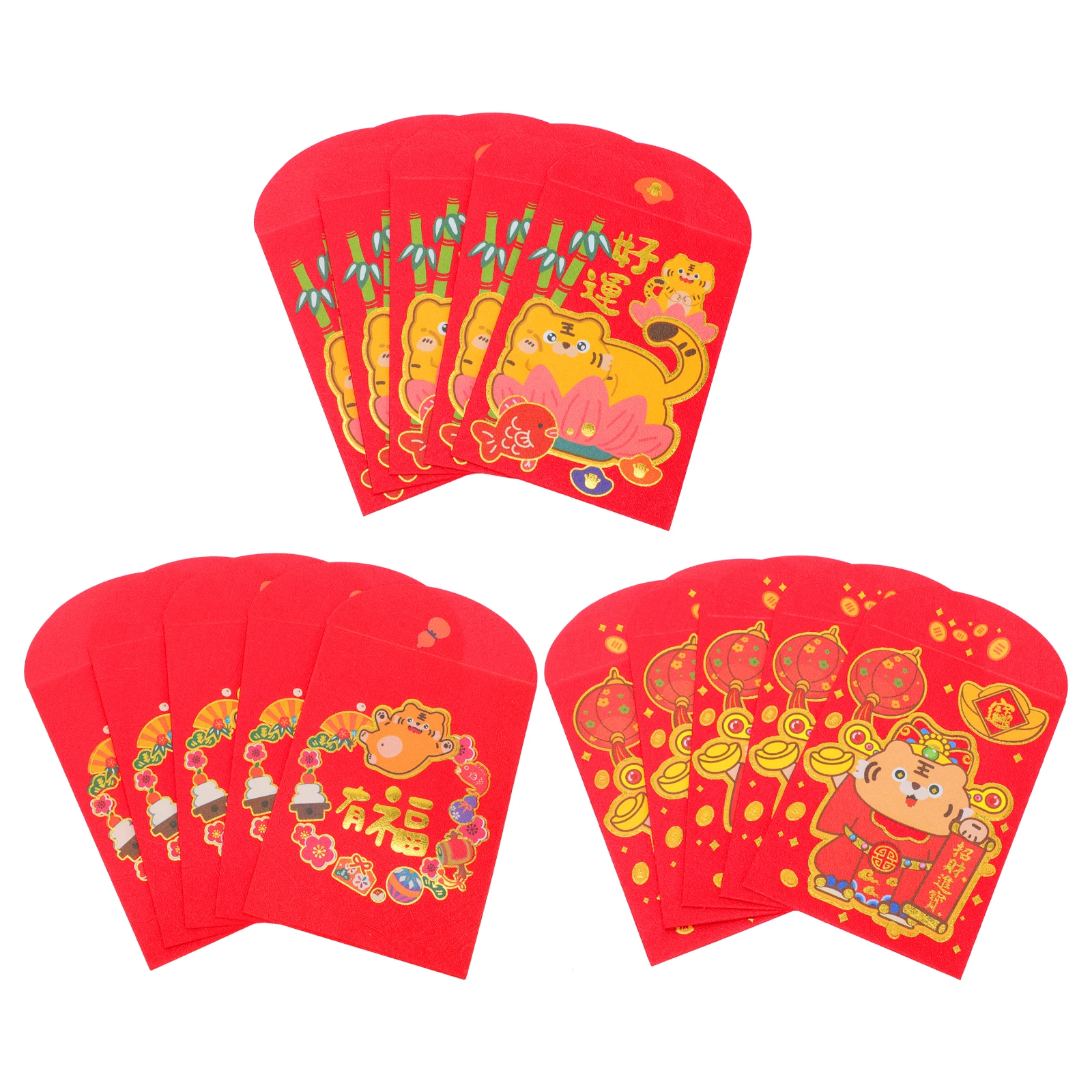 

18pcs Colorful Red Packets 2022 Tiger Year Festival Gift Envelopes Paper New Year Celebration Money Bags Cartoon Design