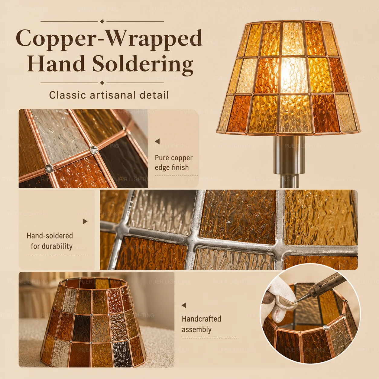 Tiffany Stained Glass Floor Lamp Bedside Living Room Bedroom Study Decor Standing Light Home Lighting With Free LED Bulb Include