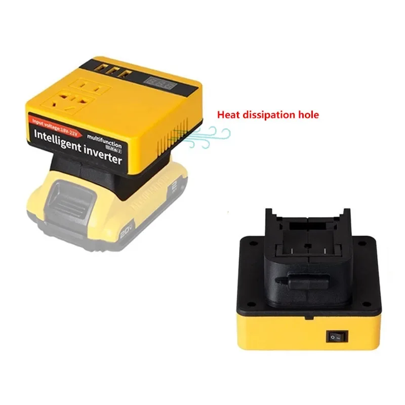 Power Inverter for Dewalt 20V Battery DC 20V Battery Inverte Power Station Generator Battery Powered Outlet with Current Display