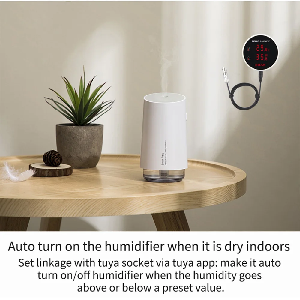 Tuya Smart Zigbee Hygrometer-Thermometer mit externer Temperatur, USB-Aufladung oder wiederaufladbarem Akku