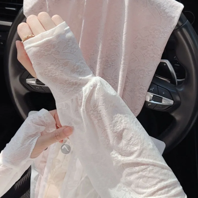 

Ice silk summer ice sleeves lace sunscreen hand sleeves driving riding fairy wind loose sleeves gloves female thin