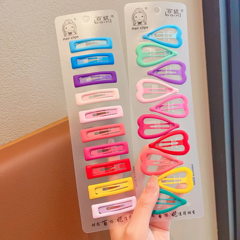 Ensemble de pinces à cheveux colorées pour enfants, épingles à cheveux, étoiles géométriques, ornement de coeur, mignon, bébé, filles, doux,