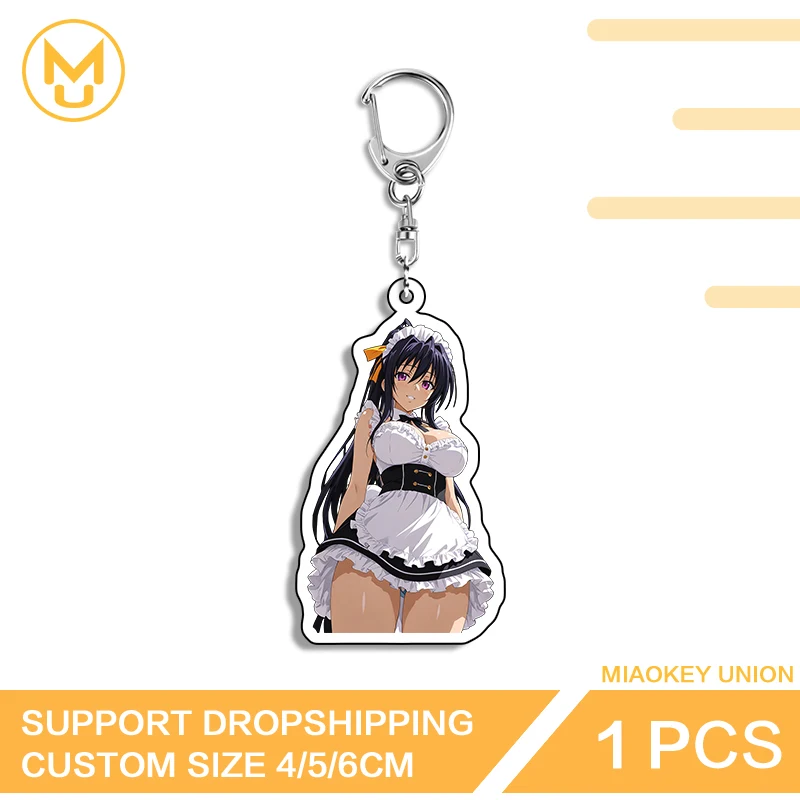 Himejima Akeno Schlüsselanhänger, verführerische Dienstmädchenuniform, Waifu, hochwertiger runder Anhänger, Hentai-Hängeornament, Spielzeug, Hobbys