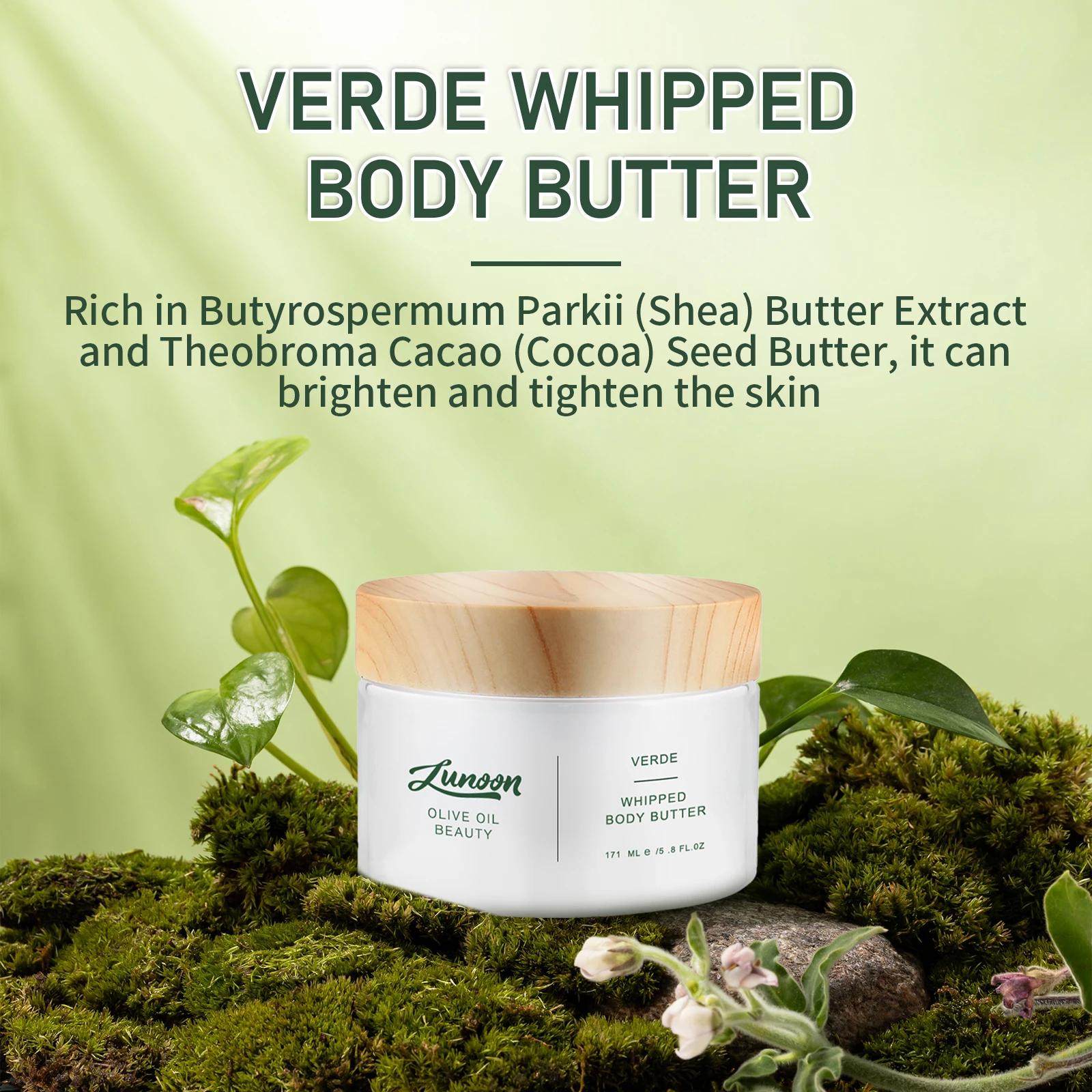 زبدة الجسم بزيت الزيتون المخفوق 171 مل مرطب طبيعي للبشرة الجافة وزبدة الشيا والكاكاو خفيفة غير دهنية لجميع أنواع البشرة