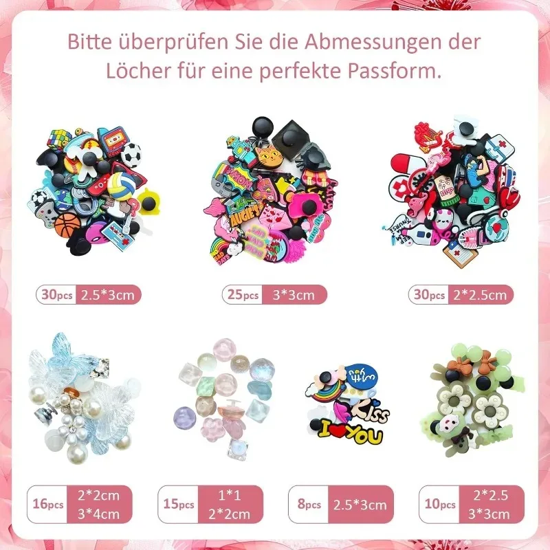 성인 및 소녀용 블링 나비 크록 참 16개, 크록 액세서리, 보석, 꽃 크록 참(신발 제외)