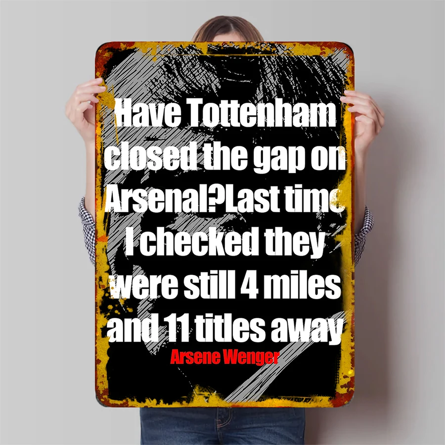 Арсенал vs Tottenham Rivalry Металлический настенный декор для футбольного болельщика с цитатой Arsene Wenger Арсенал vs Tottenham Rivalry Металлический настенный декор для футбольного болельщика с цитатой Arsene Wenger