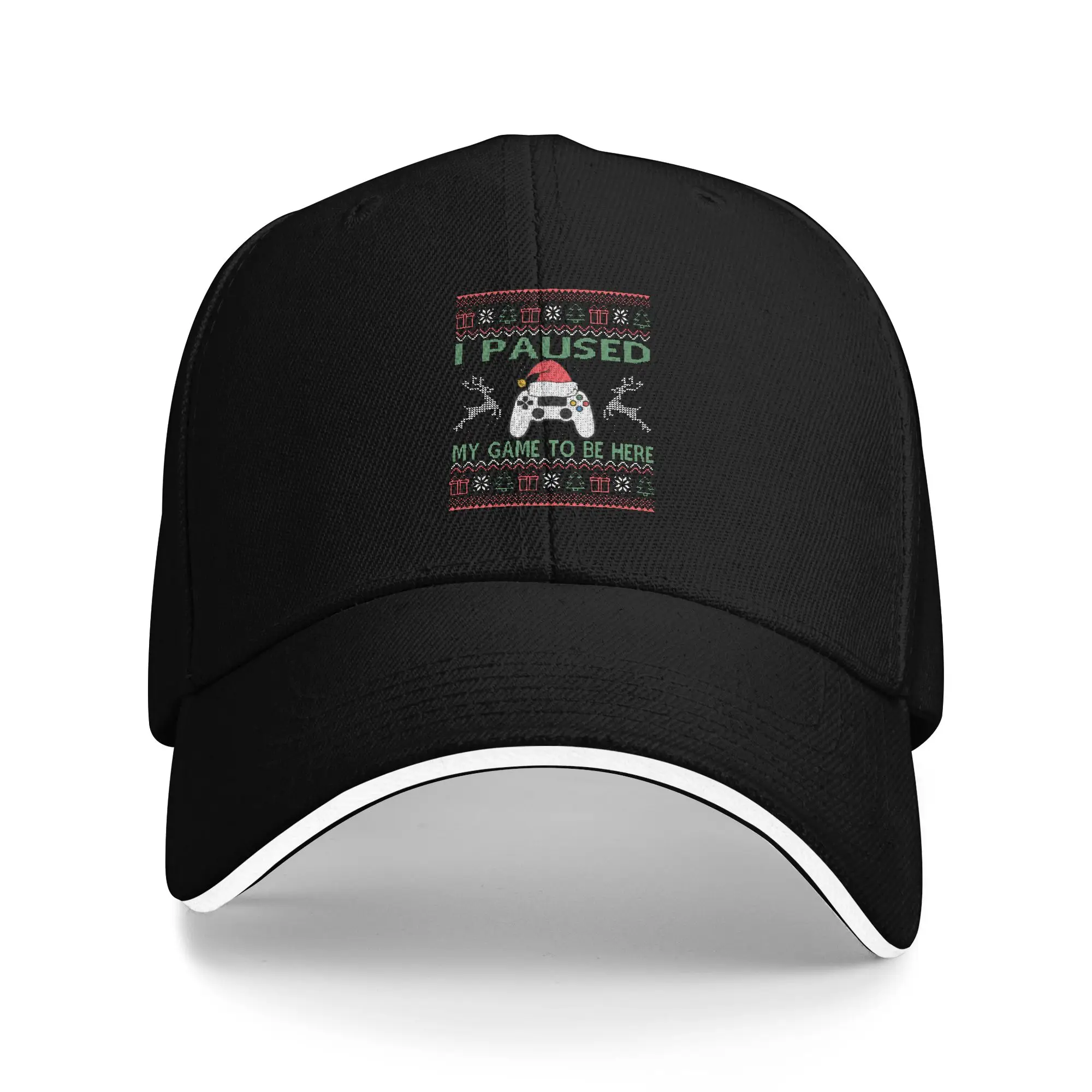 Hot Sale I Paused My Game To Be Here Ugly Christmas Sweater Gamer Baseball Cap Trendy Caps Women  Running Caps Women