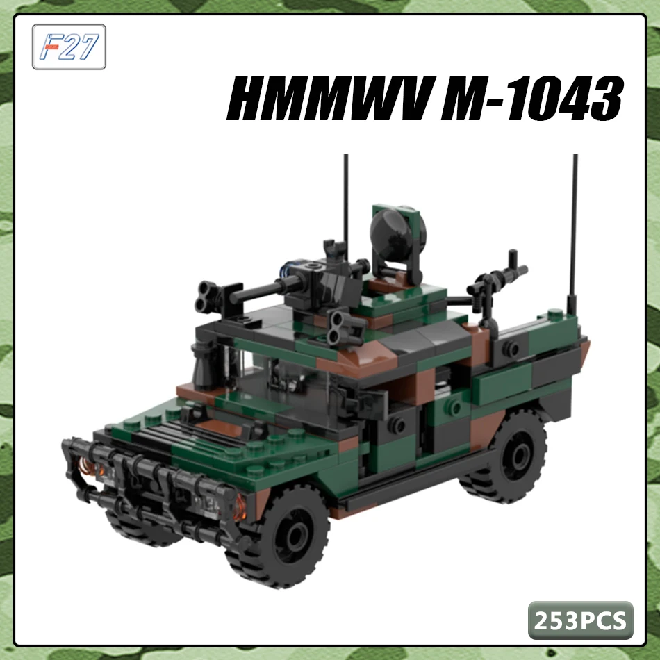 

MOC WW2 Hummer Military Vehicle HMMWV M-1043 US Army Military Firearms Weapons Building Block Bricks Children's Gift Toys