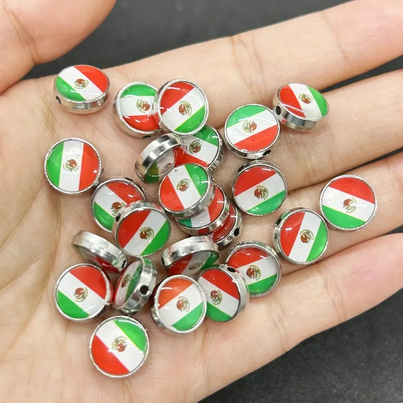 20PCS Silver Alloy Mexican Flag Charm Accessories for DIY Bracelet Jewelry Making