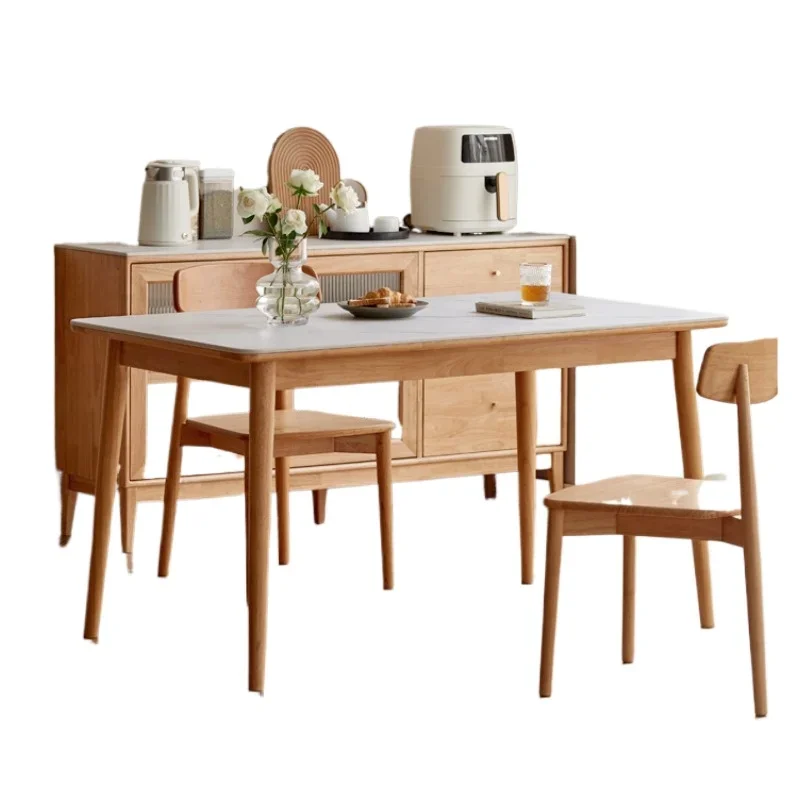 

Solid wood dining table Household dining room Rectangle eating table Nordic log rock slab dining table