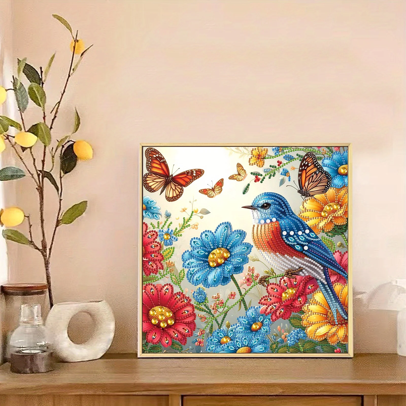 DIY الزهور والطيور 5D شكل خاص الماس الفن أطقم للمبتدئين ، الماس الفن اللوحة مجموعات للمنزل جدار الديكور هدية