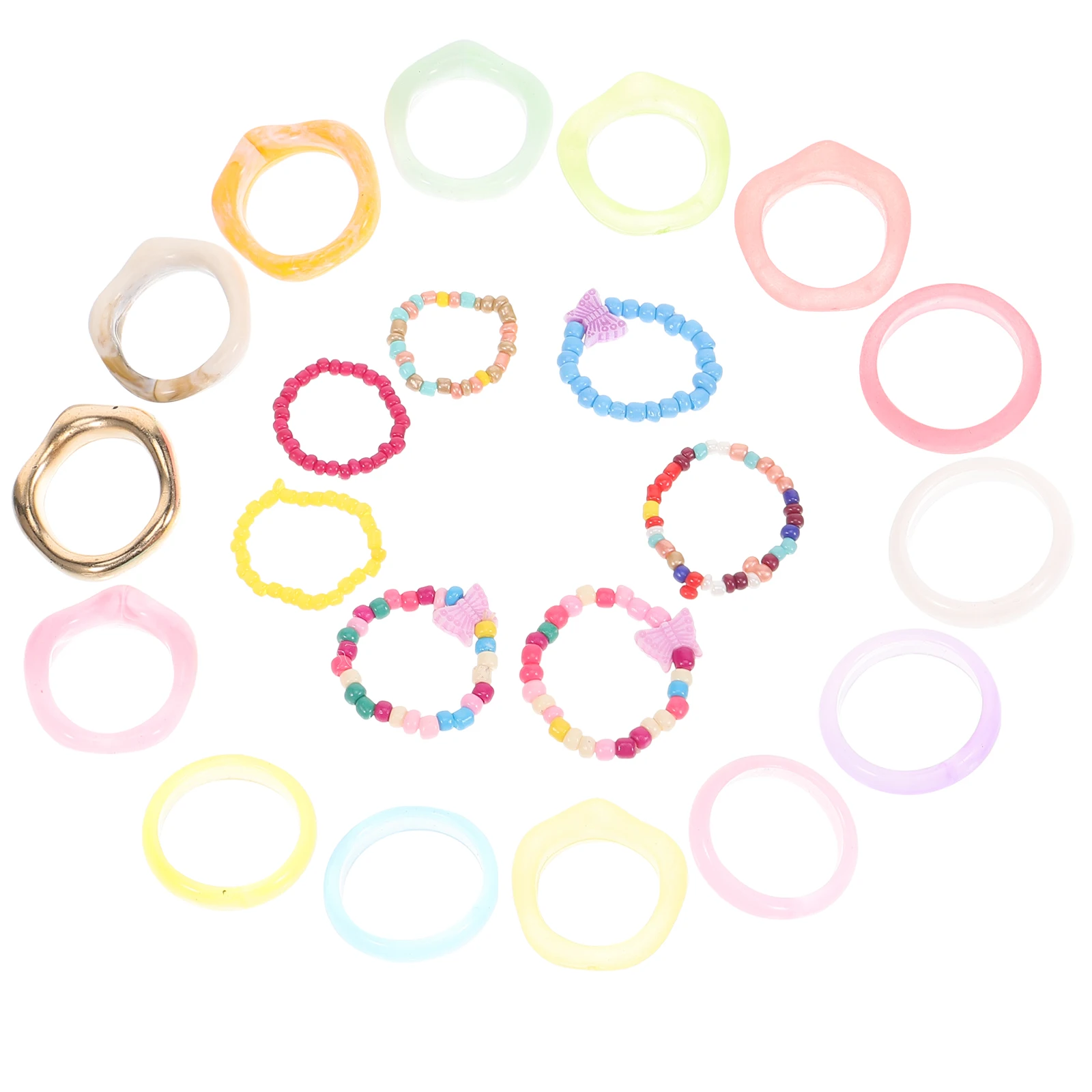 

21 Pcs Colorful Resin Ring Set Rings for Women Finger Girls Cute Jewelry Engagement