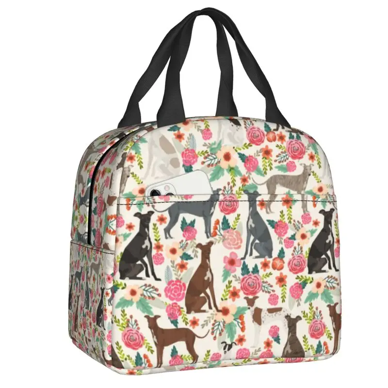 Custom Greyhound Dog Insulated Lunch Tote Bag for Women Thermal Cooler Lunch Bag Kids School Children Food Picnic Container Tote