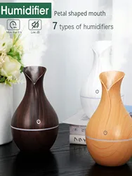 Wood grain vase humidifier Diffuser USB car office home colorful night light silent humidification